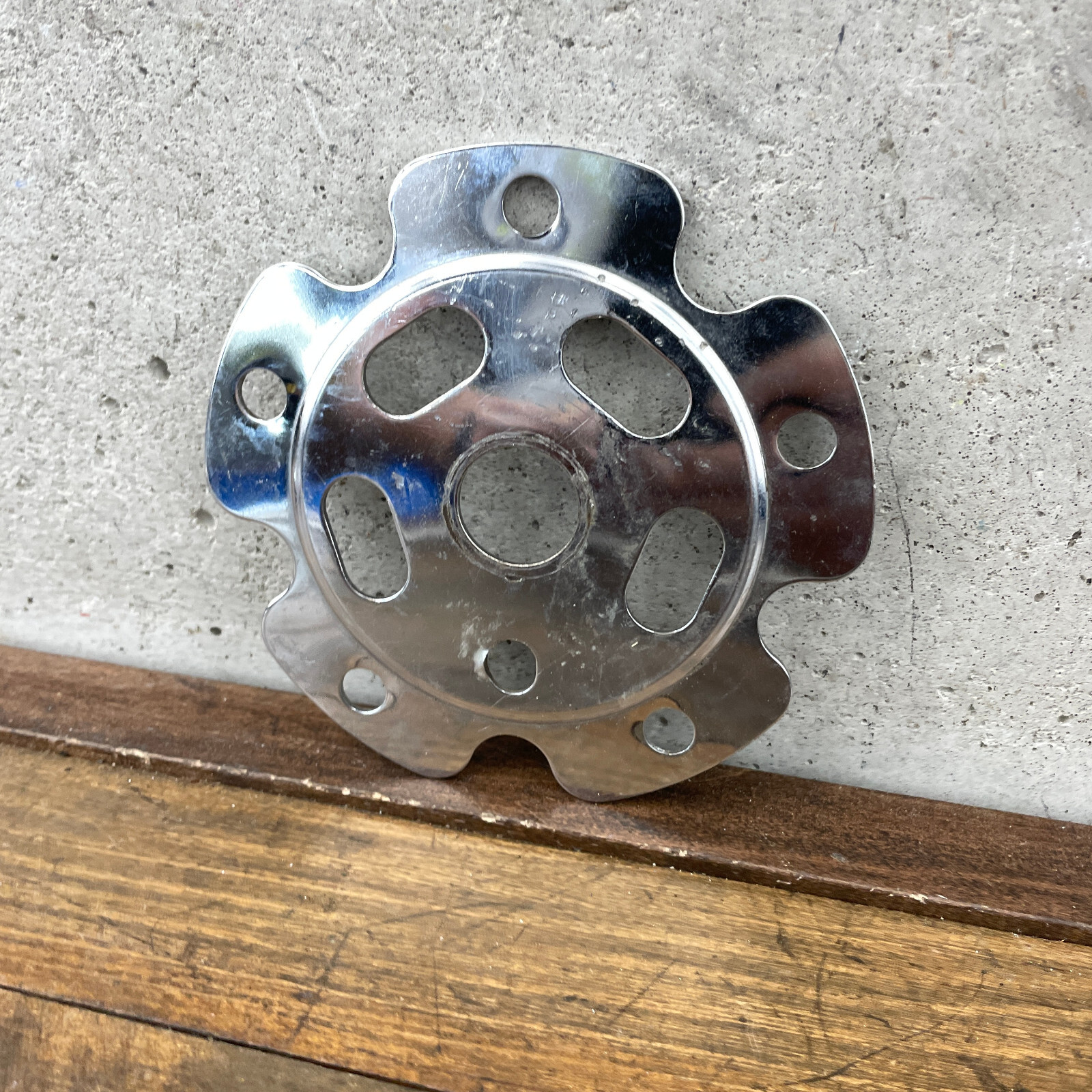 Old School BMX Power Plate Spider Chrome Disc 110 OG 80s Silver Freestyle