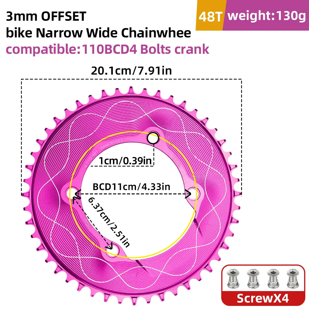 VXM 110BCD Chainring 40T-58T Bicycle Chainwheel 110BCD 4claws Bolt R7000 R8000