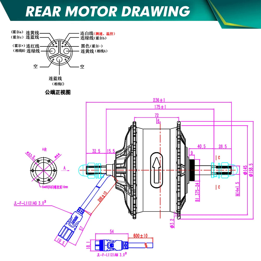 48V 1000W 20 24 26in Snow E-Bike Fat Brushless Gear Rear Rotate Hub Motor Wheel