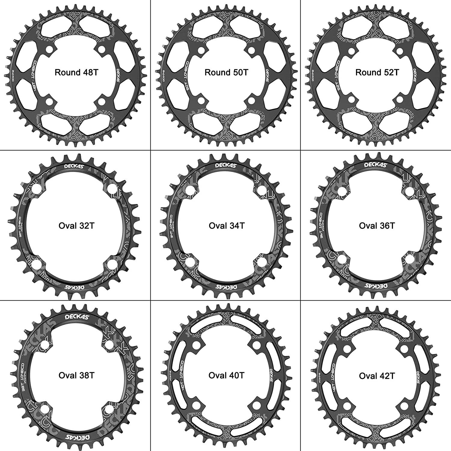 DECKAS 104BCD Narrow Wide 1X Chainring 32-52T Round/Oval CNC Black for 7-12S MTB
