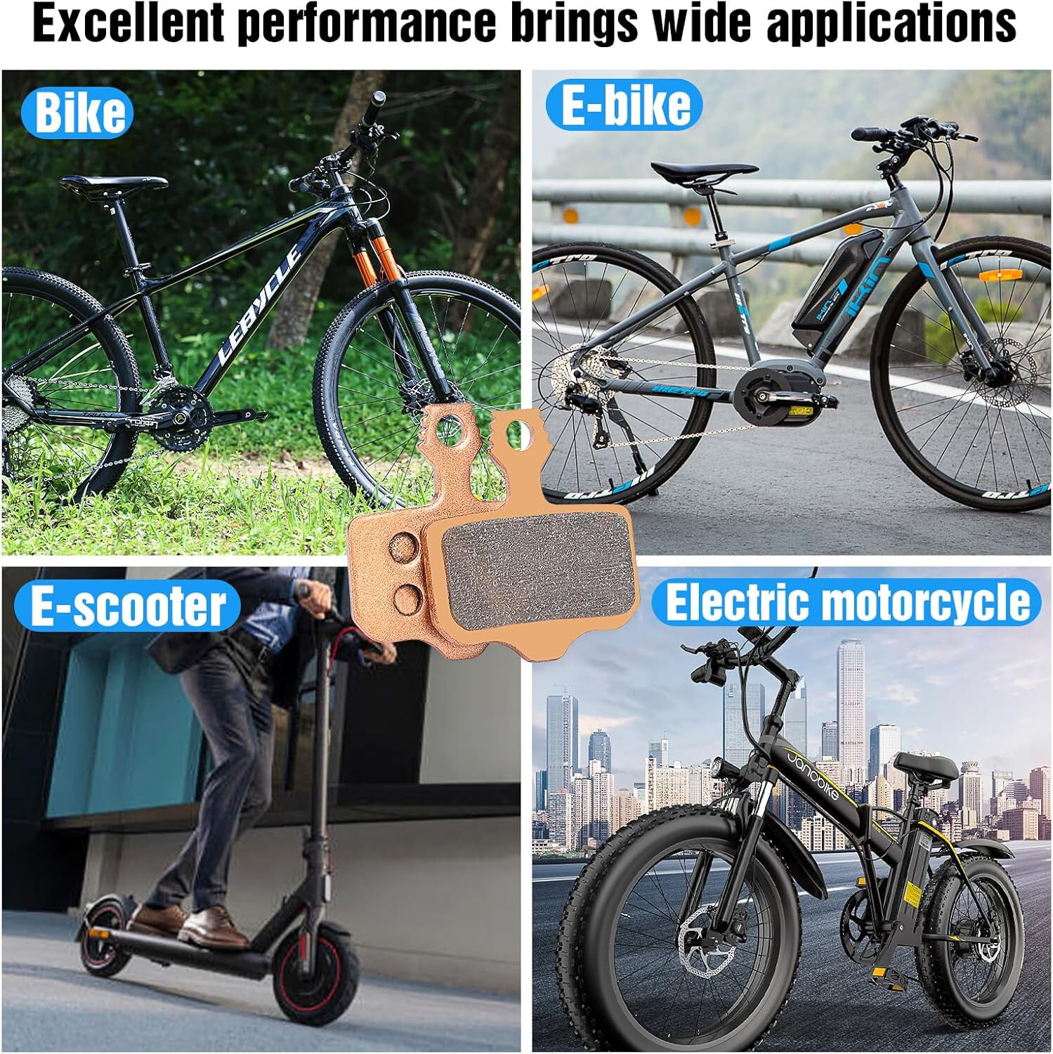 2 Pairs Sintered Metal Ebike Bike Brake Pads Compatible with Sram Brake Pads