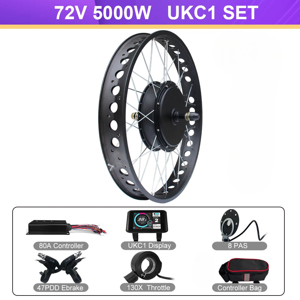 72V 5000W Snow Fat Electric Bike 20/24/26inch Brushless Non-gear Rear Hub Motor