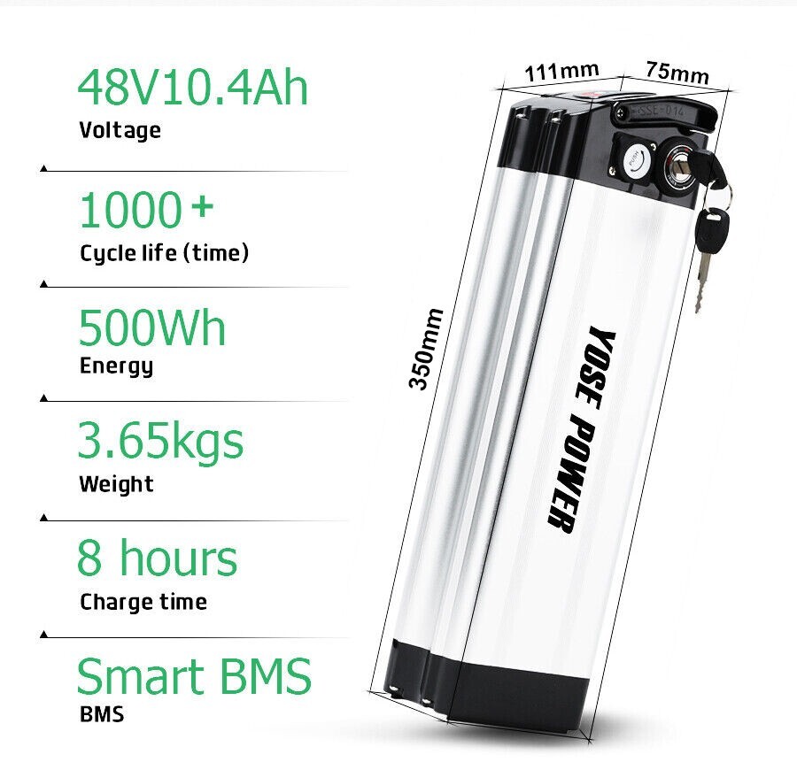 Ebike Battery 48V 10.4Ah Silverfish Electric Bike Battery 48V Lithium Battery