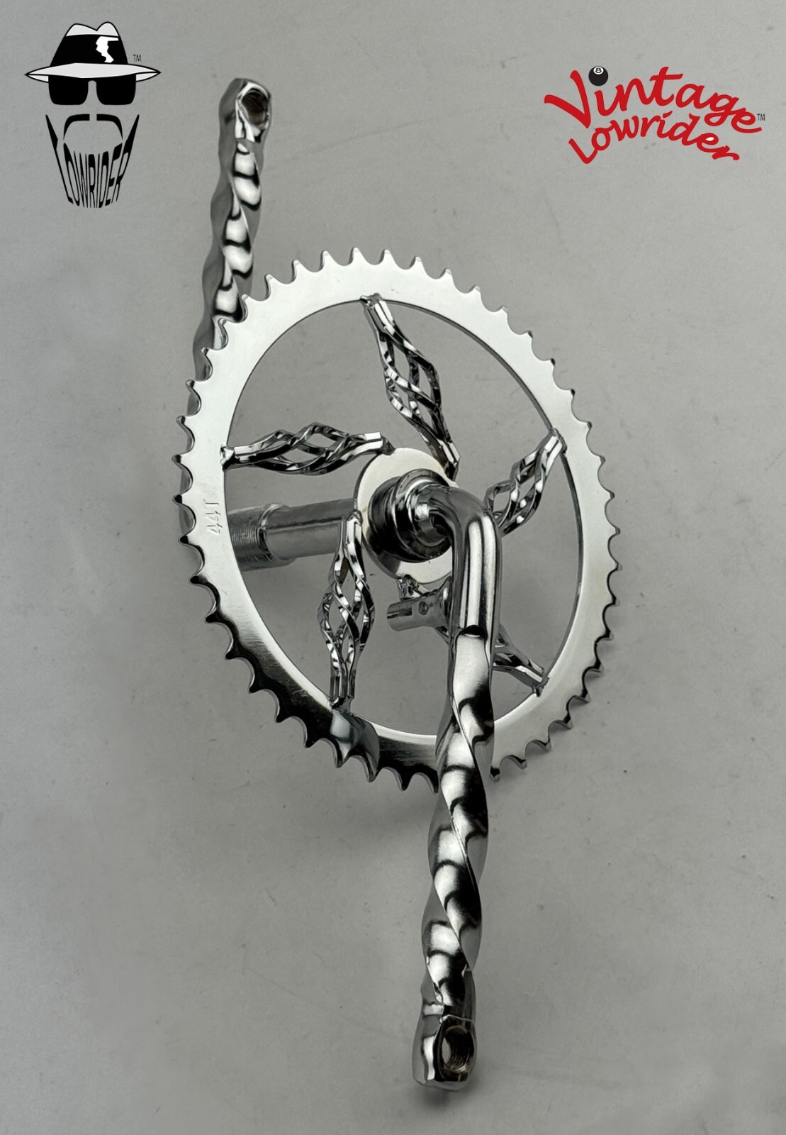 Vtg LOWRIDER 5 CAGE SPROCKET 44T & 6 1/2 TWISTED CRANK CRUISER BICYCLES CHROME