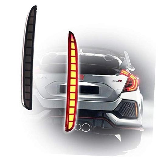 Lens Full LED Bumper Reflector Lights Tail Brake Rear Fog Lamps For 2017 Smoked