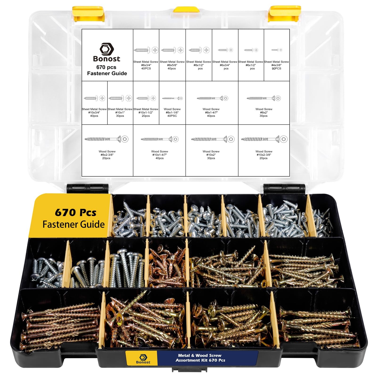 Bonost 2300-pc Hardware Assortment Kit: Metric & SAE Screws, Nuts, Bolts, Washer