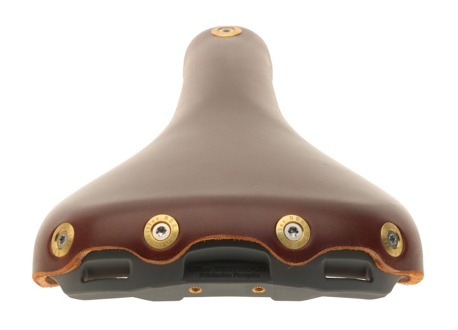Gilles Berthoud Marie Blanque Saddle Steel Rails Hard Leather Brown NEW NOS
