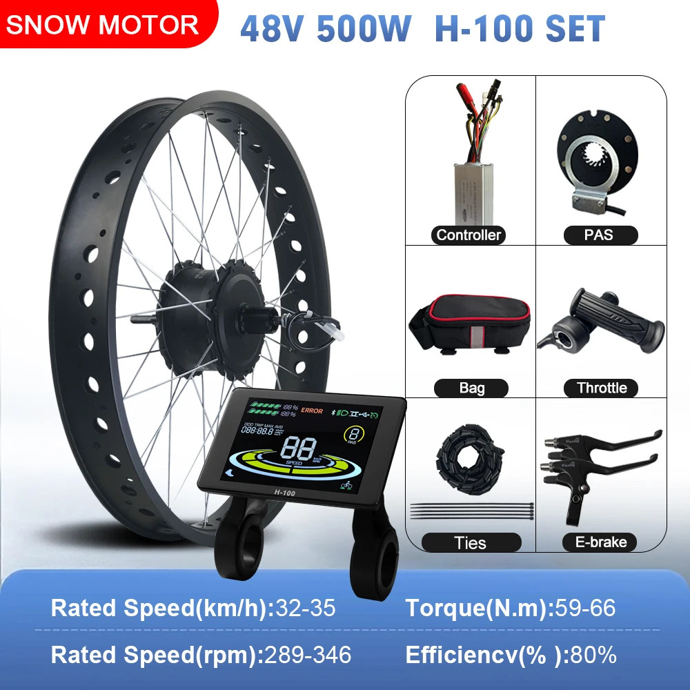 36V 48V 500W Rear Cassette Hub Motor Wheel for Snow E-bike Conversion Kit