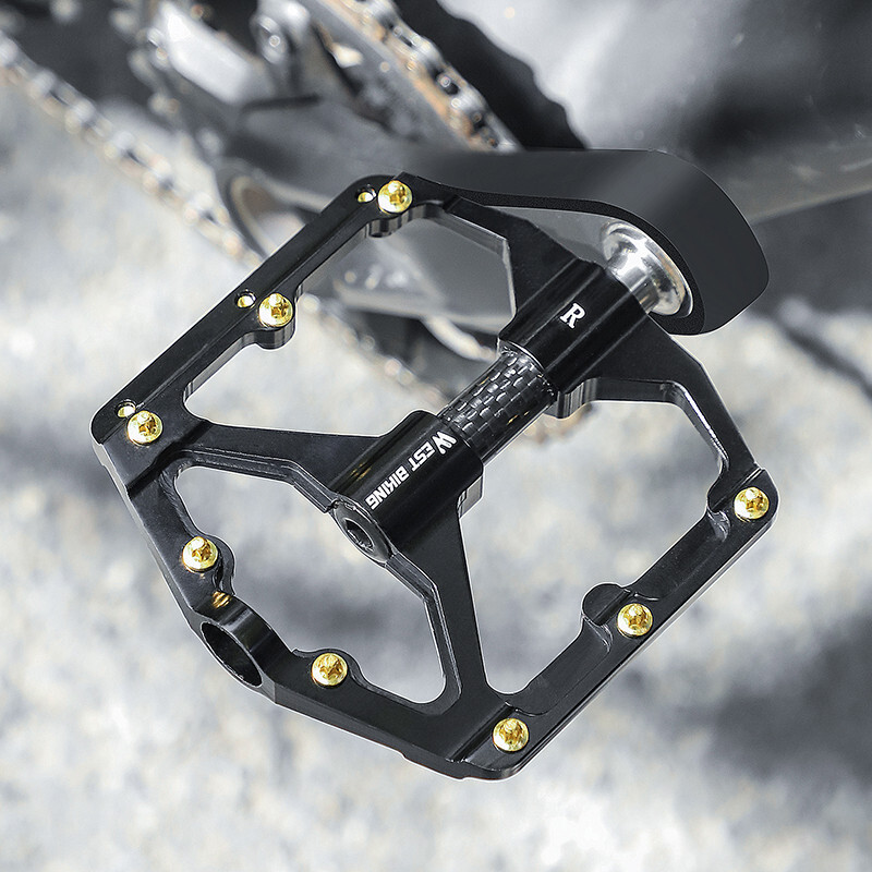 WEST BIKING Bike Pedals Carbon Fiber Axle 3 Bearing Bicycle Pedals Black a Pair