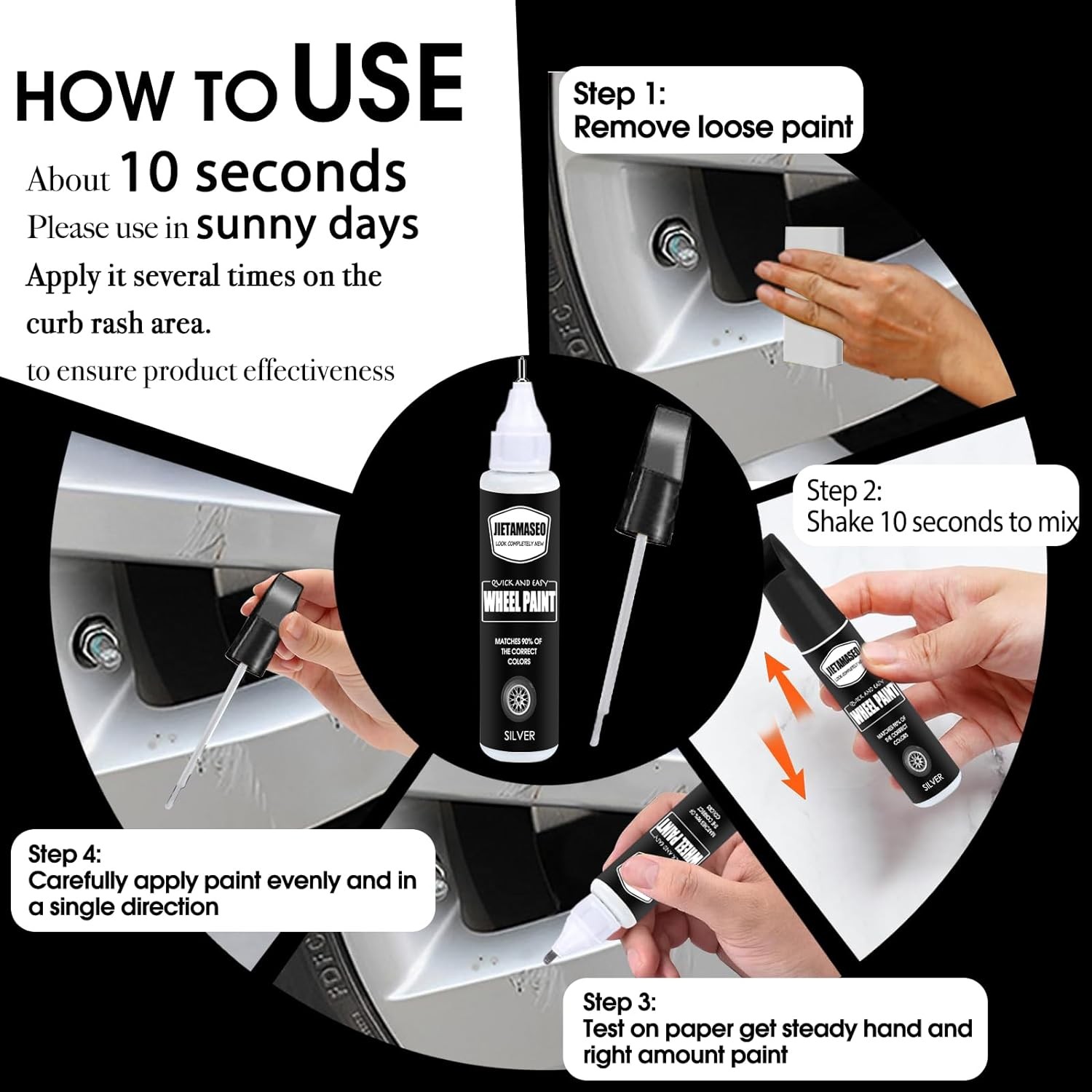 Matte Black Rim Touch Up Paint – Wheel Repair Kit Curb Rash, Quick And Easy