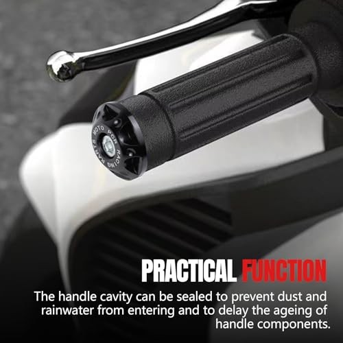 2PCS Motorcycle Bar End Plugs, Aluminum Bar Ends Replacement, Bike Black