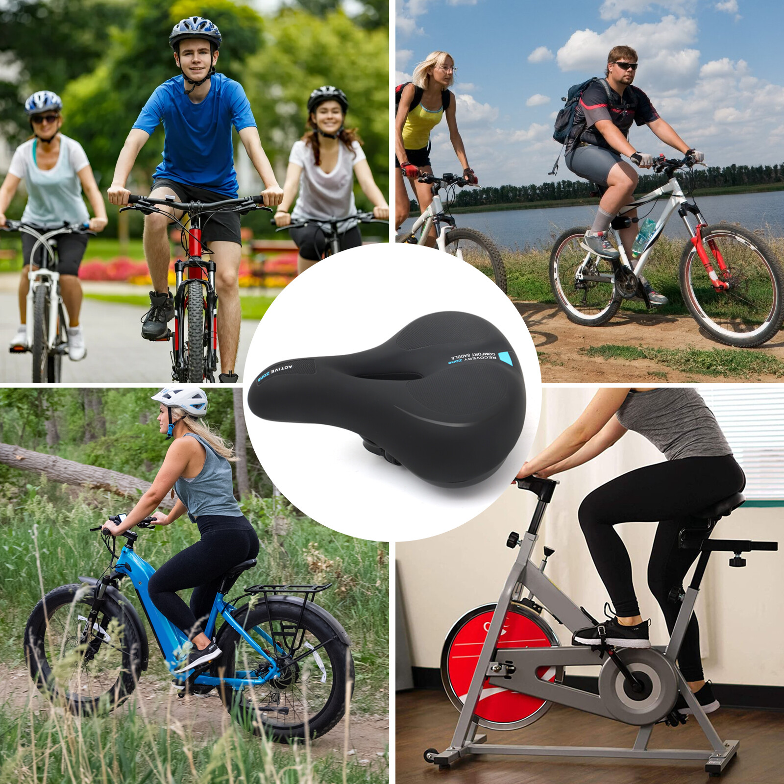 Bike Seat Bicycle Saddle Breathable Racing Cycling Comfort Cushion Pad Black