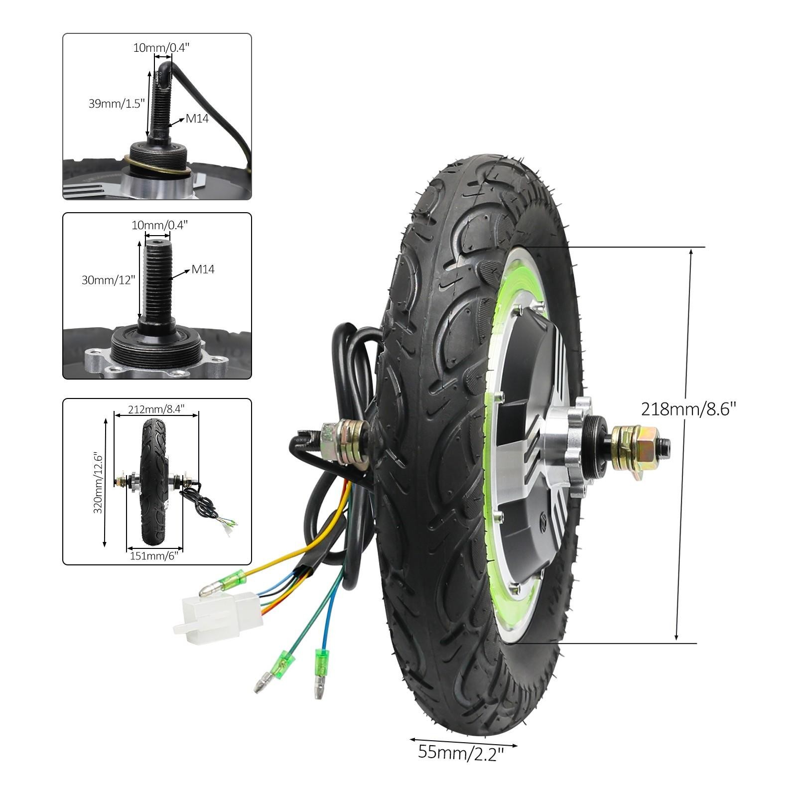 12 inch Hub Motor Kit ebike Scooter 36V 500W Brushless Gearless Motor Tricycle