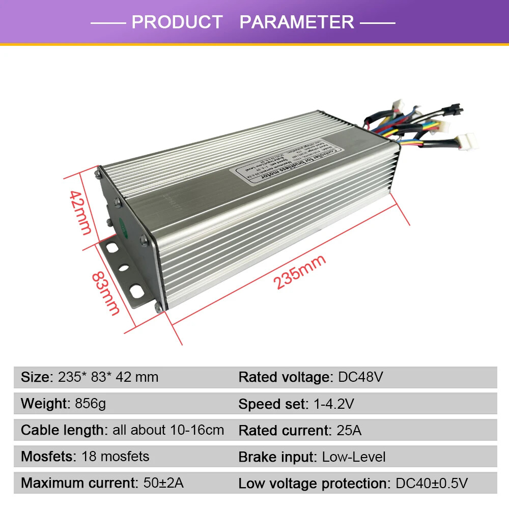 50A E-bike Sinewave/Squarewave Controller for Motor 2000W/3000W 48V/56V-90V