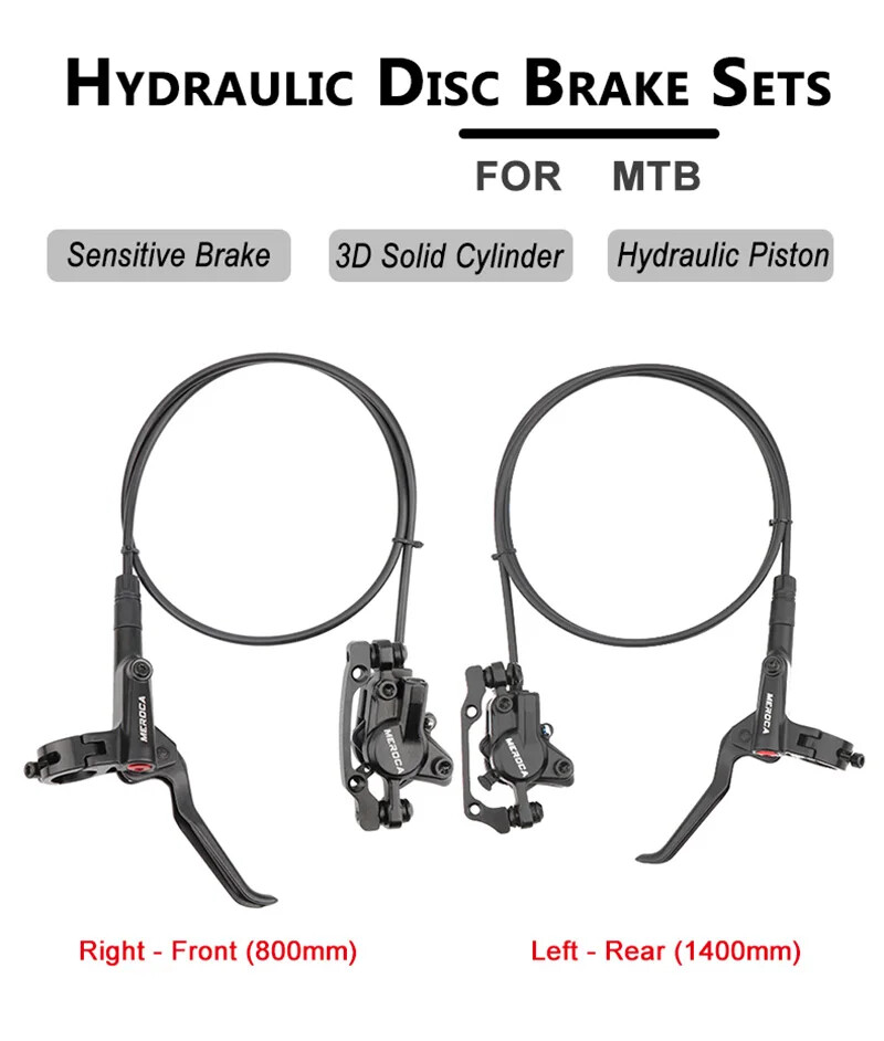 Front Rear Oil Disc Brake Set 800mm 1400mm Mountain Bike Hydraulic Disc Brake