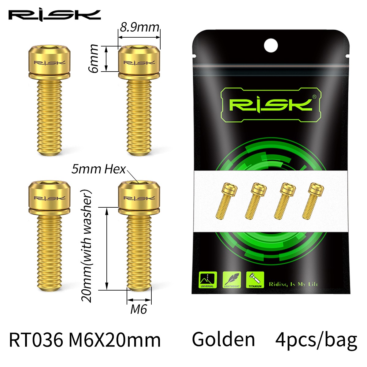 4pcs/set M6*18/20mm Disc Brake Bolt Clamp Titanium Alloy MTB Bike Bicycle Screw