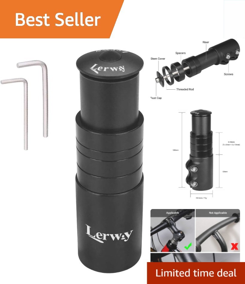 Aluminum Bike Stem Riser Extender for Enhanced Comfort – 1-1/8» Adapter Black