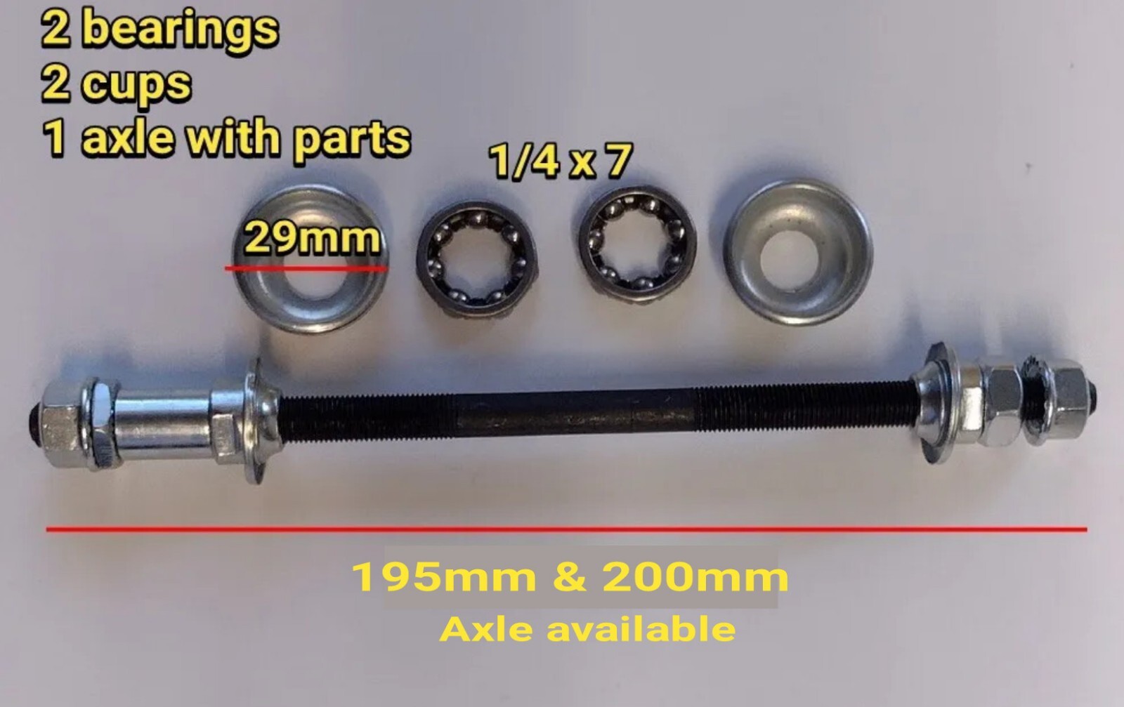 *Kit* 3/8 Bicycle Rear Wheel Hub Repair Kit* Cups+Bearings+Axle with Parts
