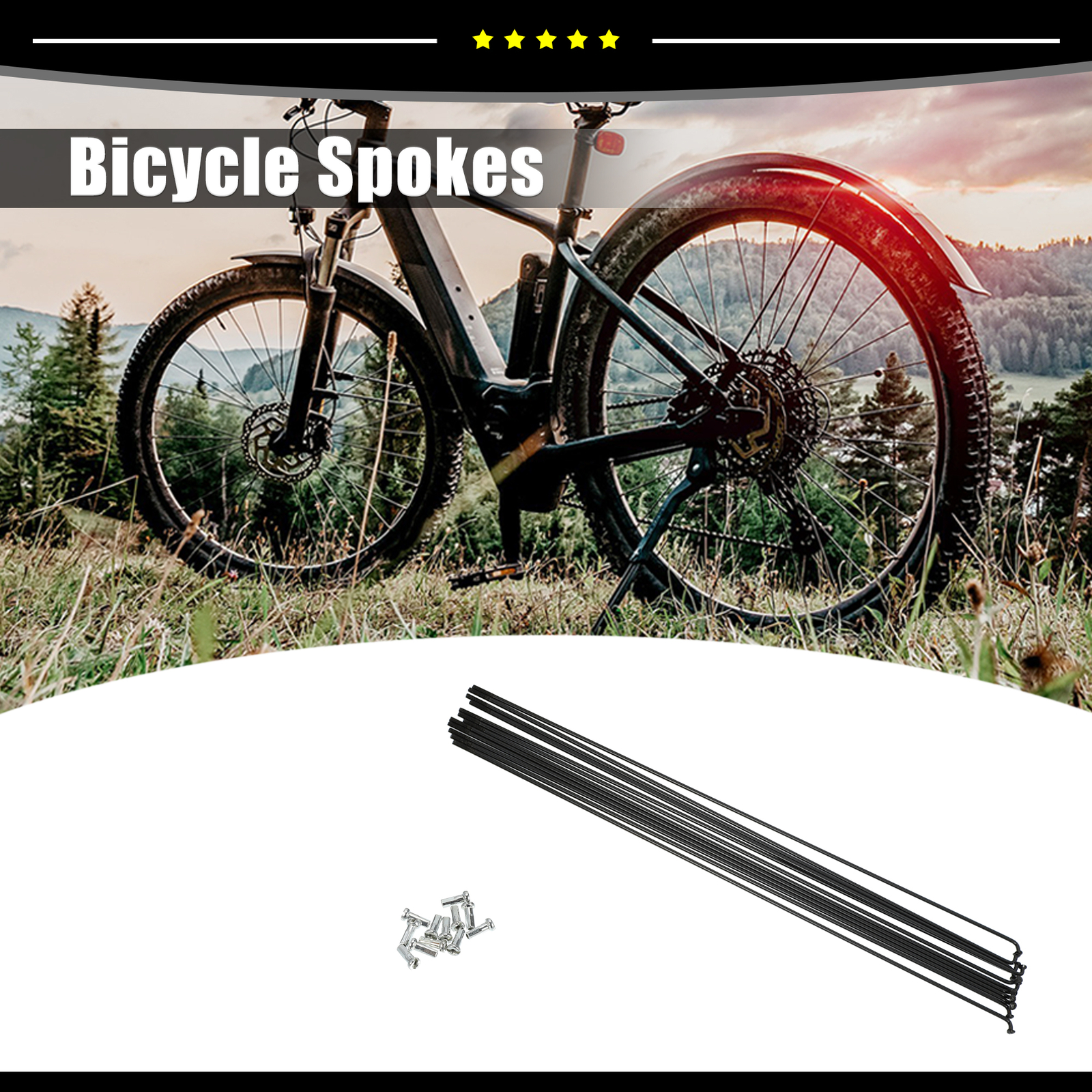 Universal Piece of 12 14G J Bend 282mm x 2mm Bicycle Spokes with Nipples Steel