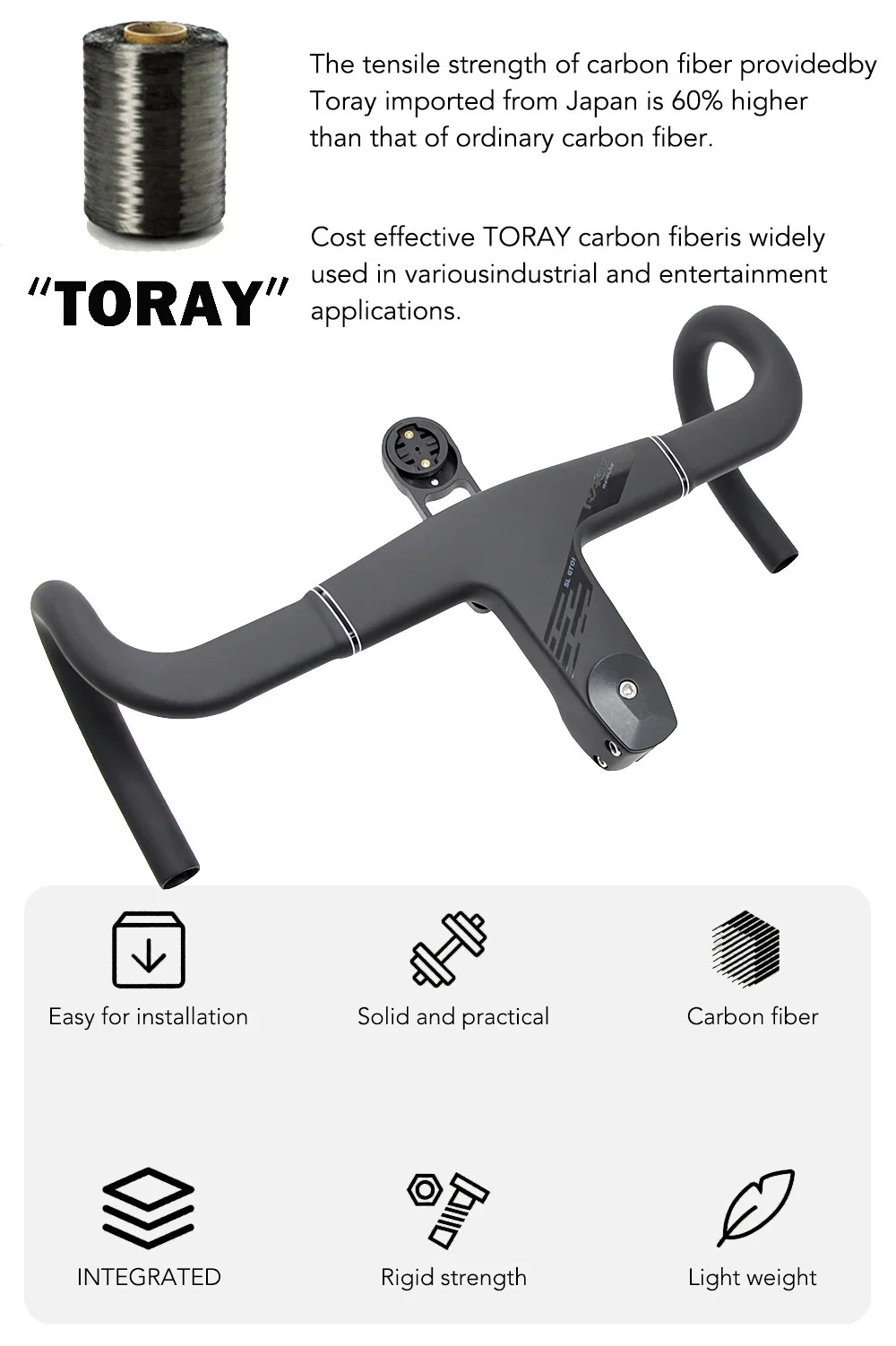 Full Carbon Integrated Road Bike Handlebar 390/400/430mm 28.6/31.8mm Drop Bars