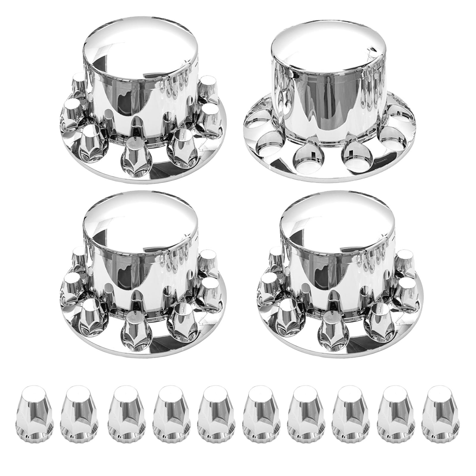 High Soar Chrome Rear Hub Covers Set ABS with 33mm Thread-on Frustum Lug Nut …