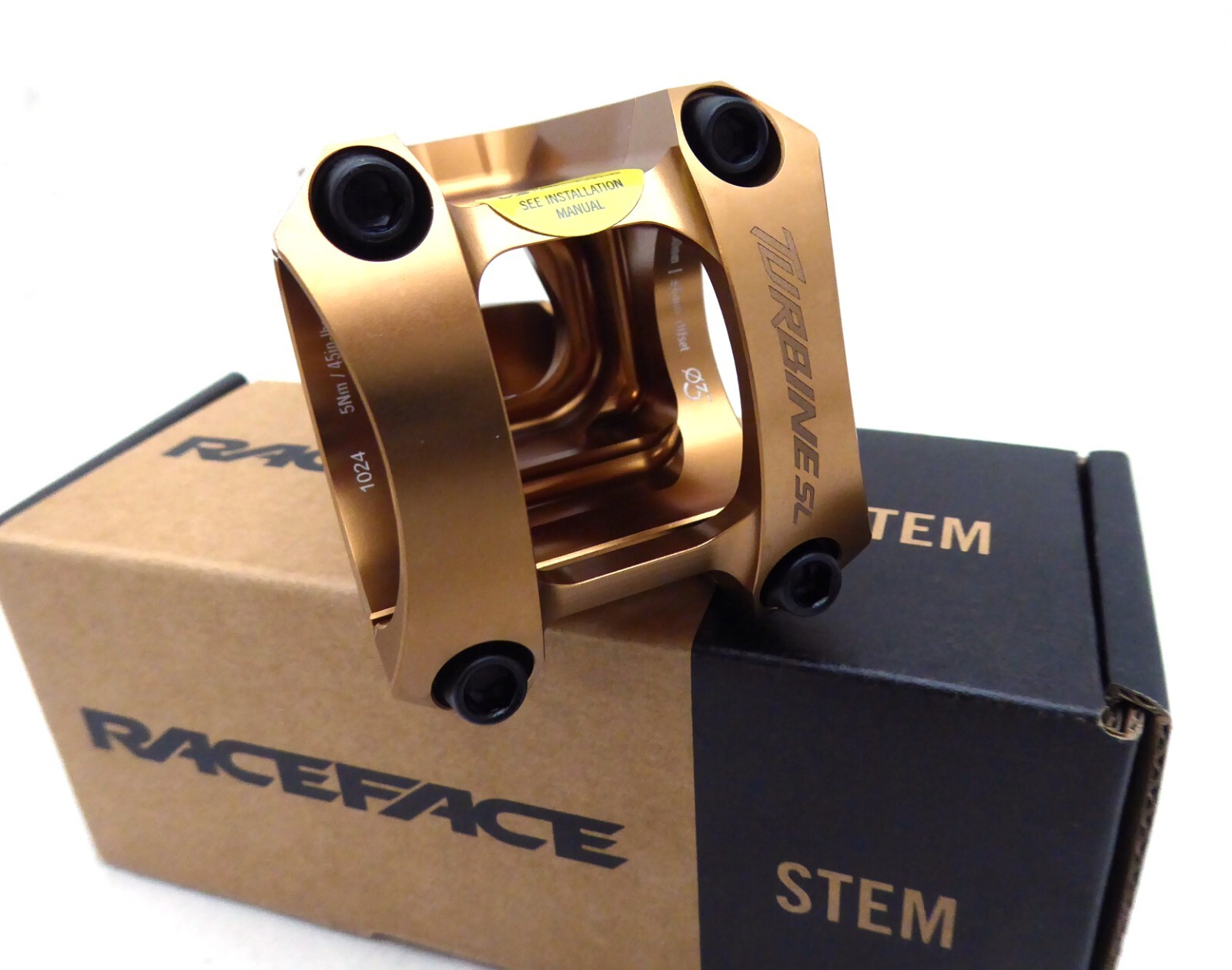 Race Face Turbine-SL Stem, (35.0) 0/6mm x 60mm, Kash Money Gold