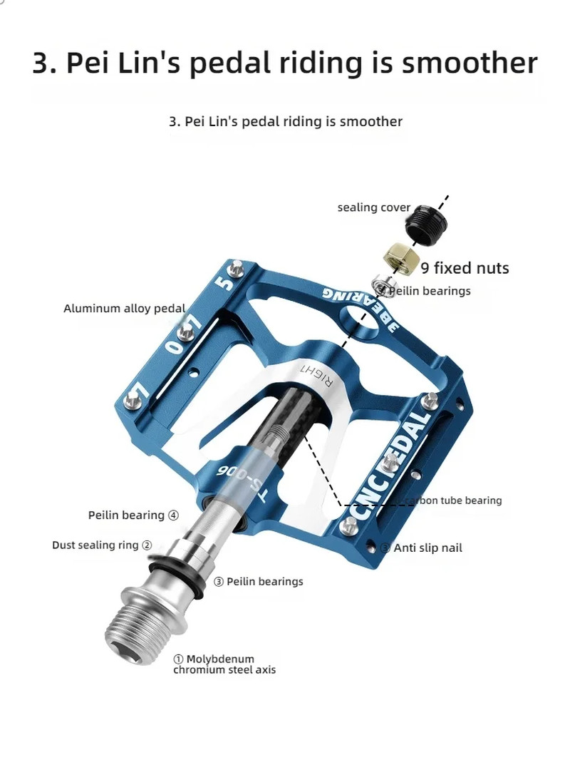 CNC Aluminum Alloy Anti-Slip Bicycle Pedals for MTB & Road Bikes
