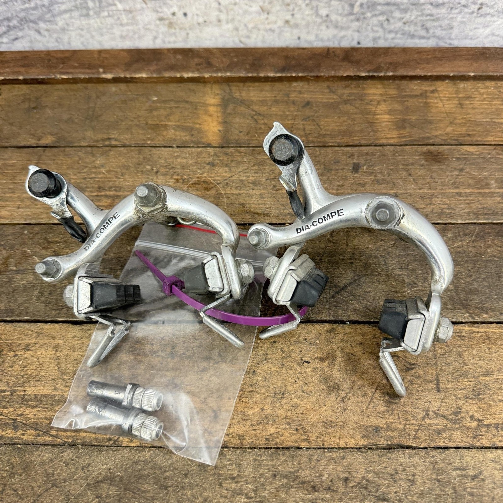 Vintage Dia Compe 400 Caliper Brakes Set Recessed Side Pull Road 80s Bike Japan