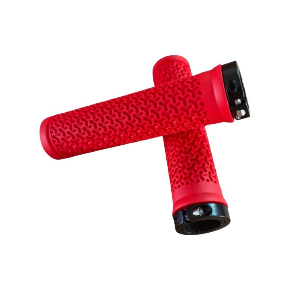 Rubber Bicycle Grips with Aluminum Ring Fit 22.2mm Handlebars for Mountain Bike