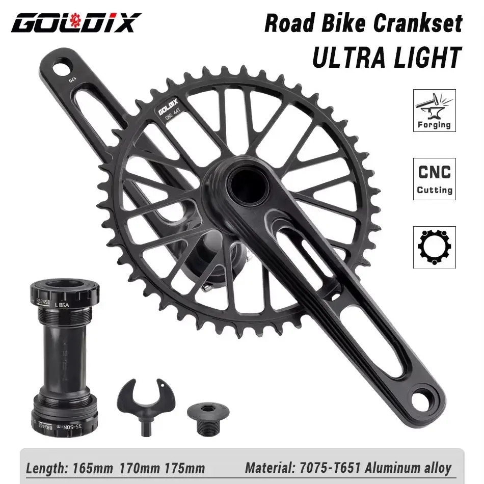 Ultralight Road Gravell Bike Crankset CNC Crank 165/170/175Mm 50-34T 52-36T 53-3