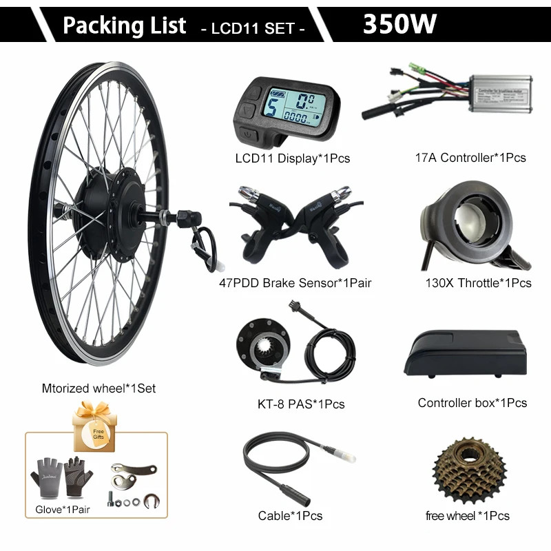 Electric Bike Conversion Kit 36V 48V 350W Rear Rotate Brushless Hub Motor Wheel