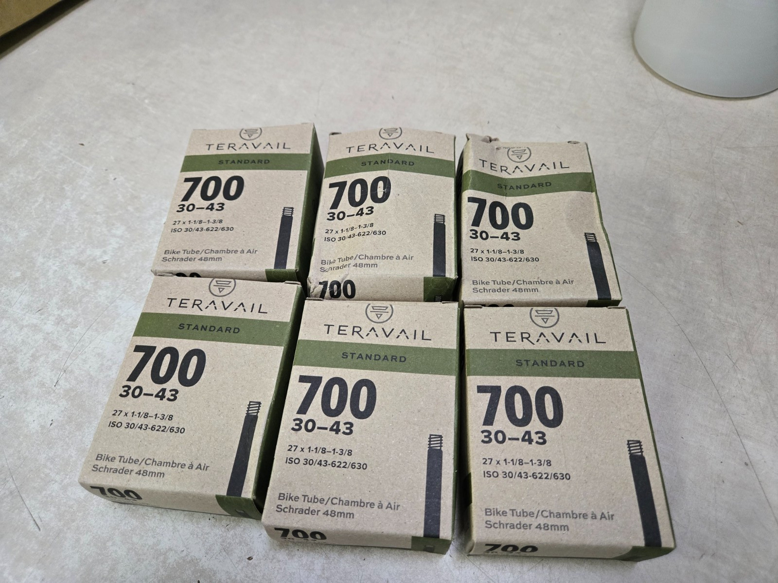 LOT OF 6 Teravail Standard Tube – 700 x 30 – 43mm – Schrader Valve 55620470