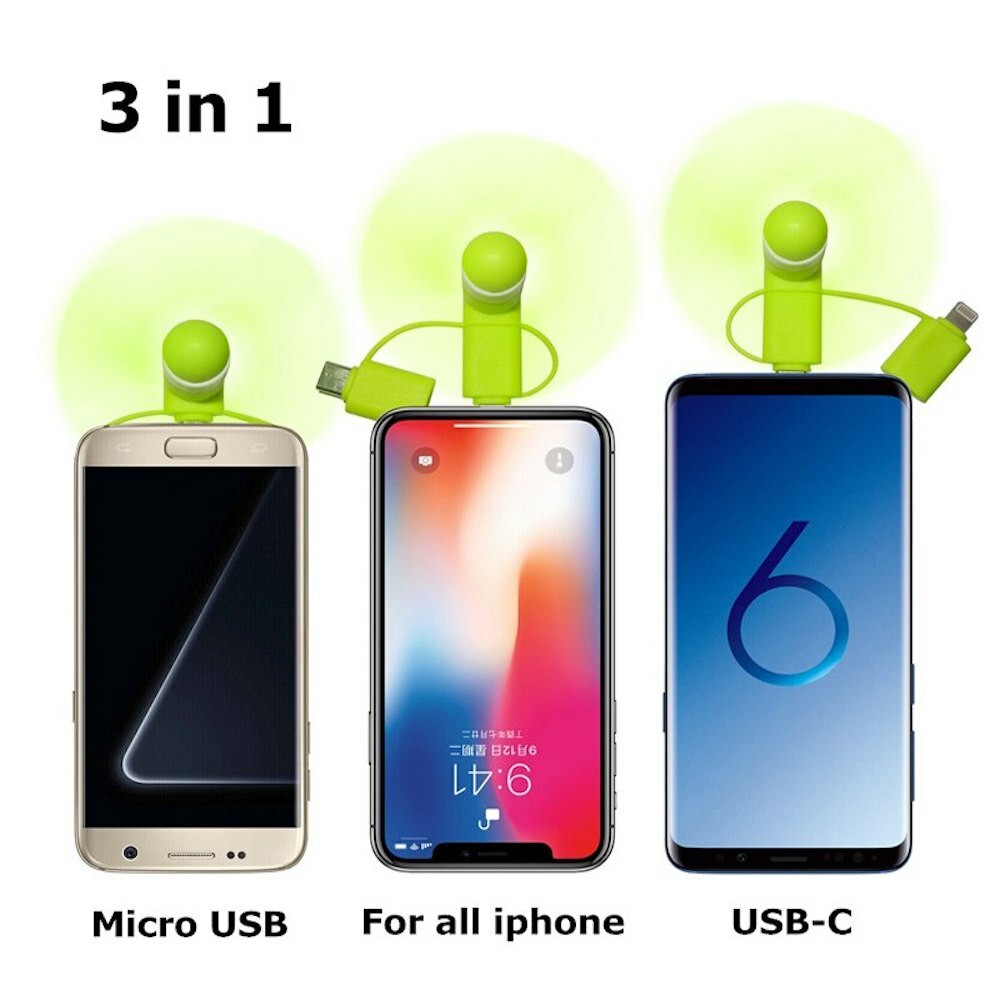 3-IN-1 SMART PHONE COOLING Mini FAN for iPhone 5 5C 5S 6 7 8 X XR XS SE MAX PLUS