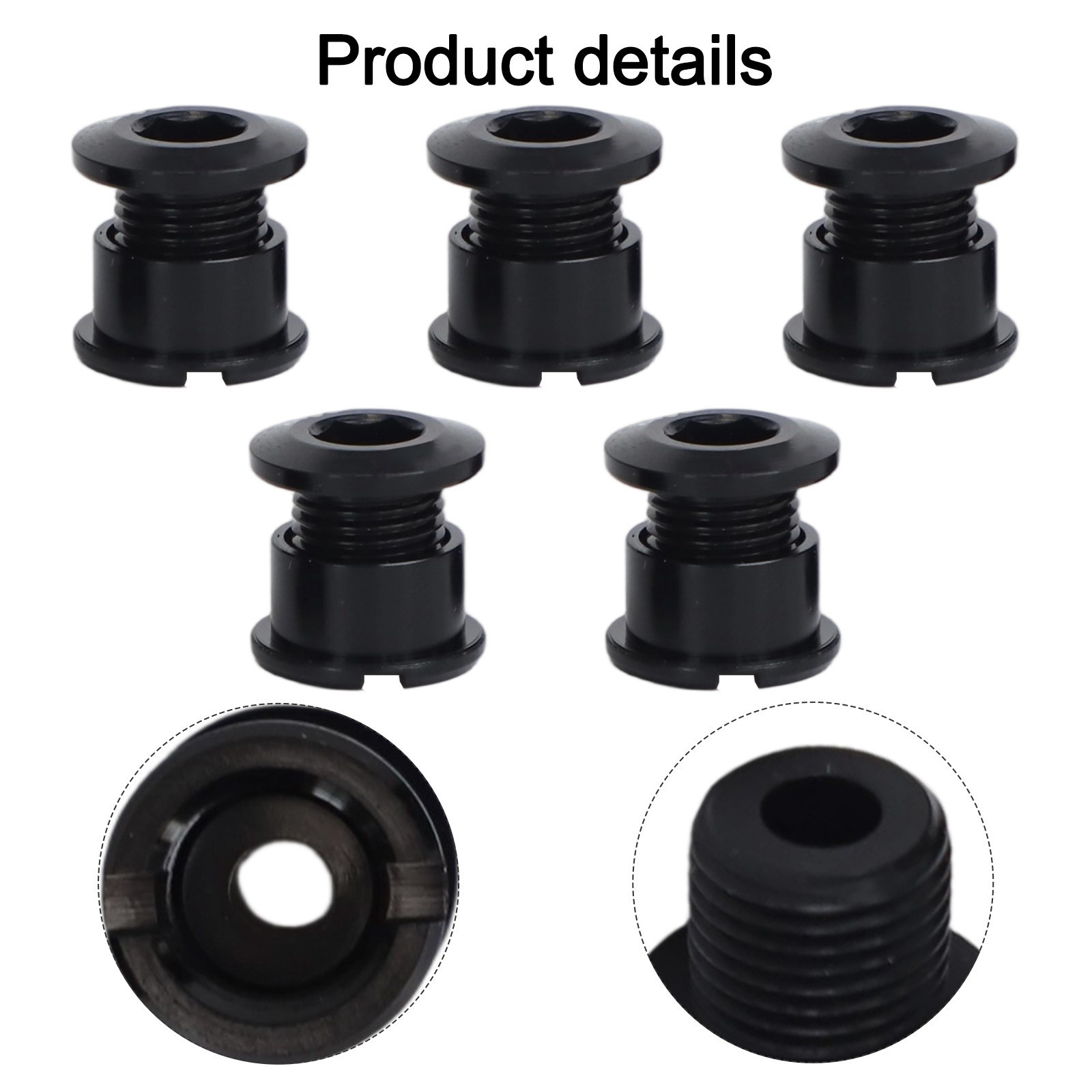 Pack of 5 Lightweight Chainring Bolts Using Strong 7075 Aluminum Alloy Material