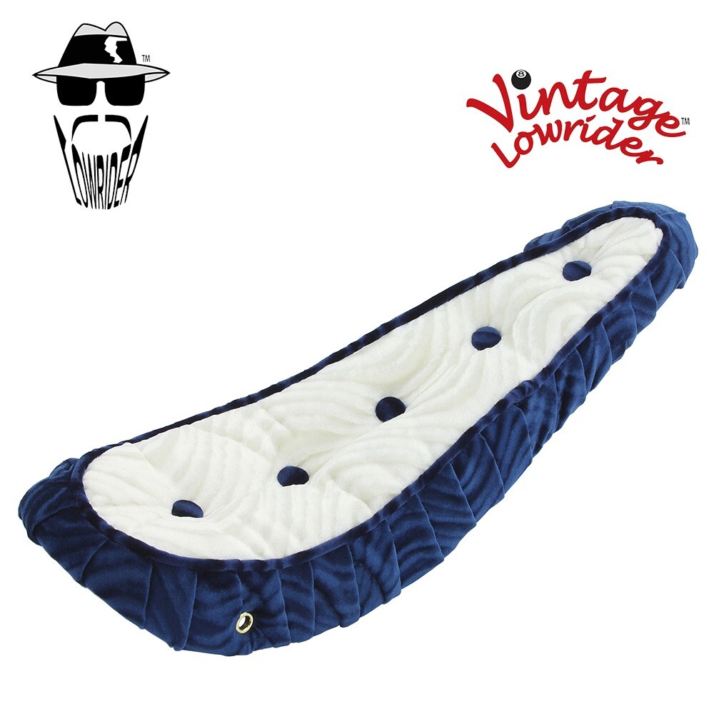 F&R Original Lowrider 20″ Bicycle 5-Button Polo Velour Banana Saddle Blue/White