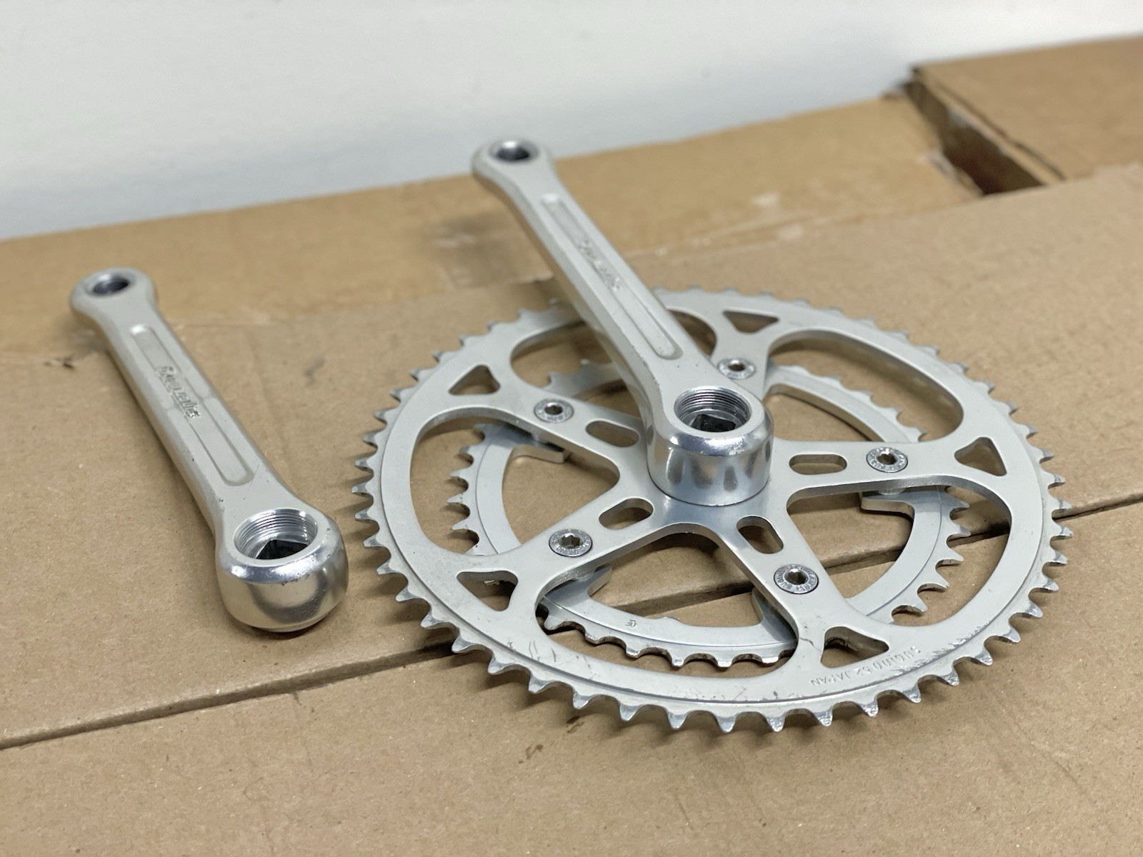 Vintage Sugino Super Maxy Crank Set 171mm Double Road Tour 52/38 Japan