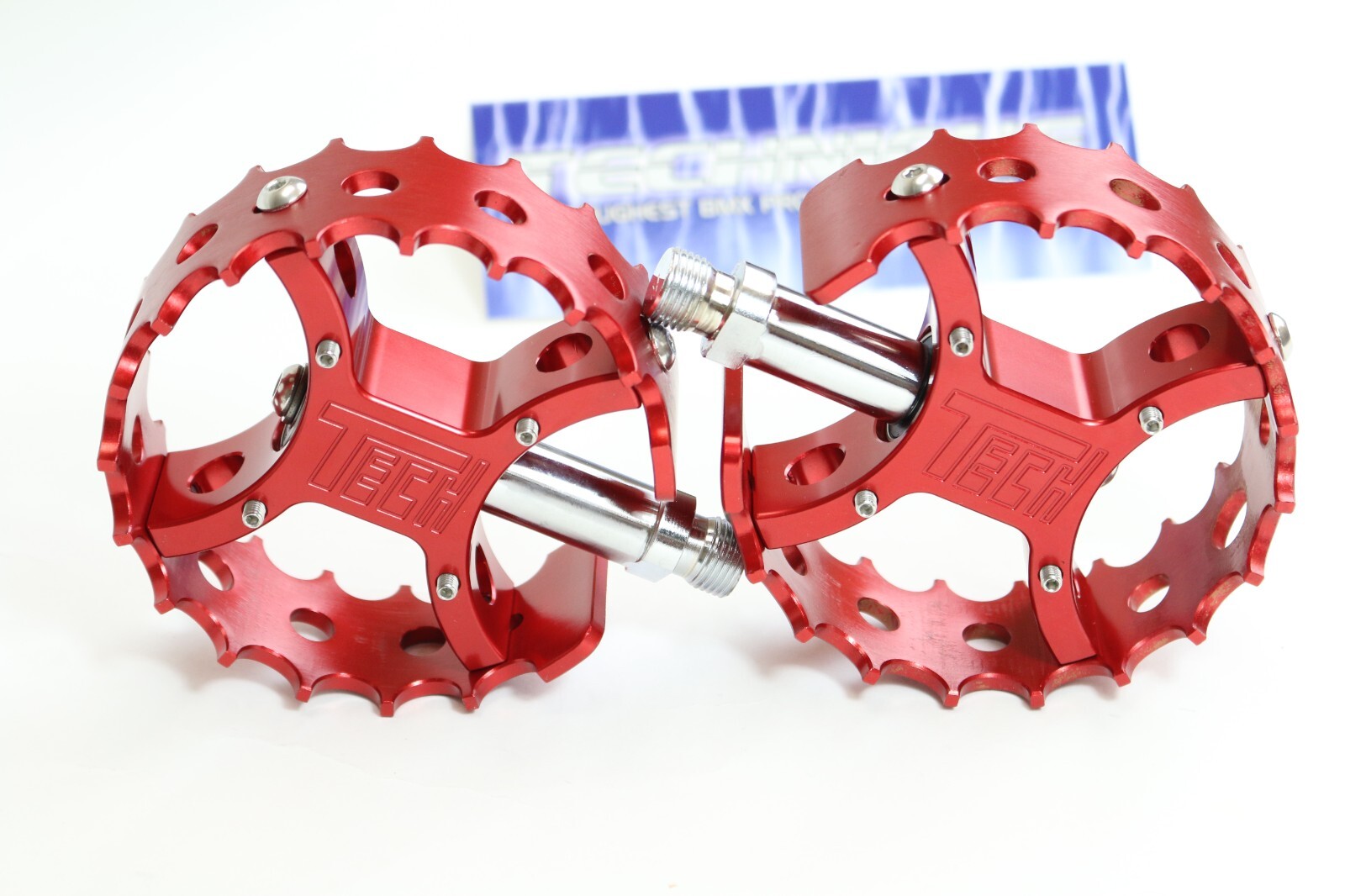 Tech Pro Round BMX Pedals 9/16 BMX 6061 billet aluminum body stainless hardware