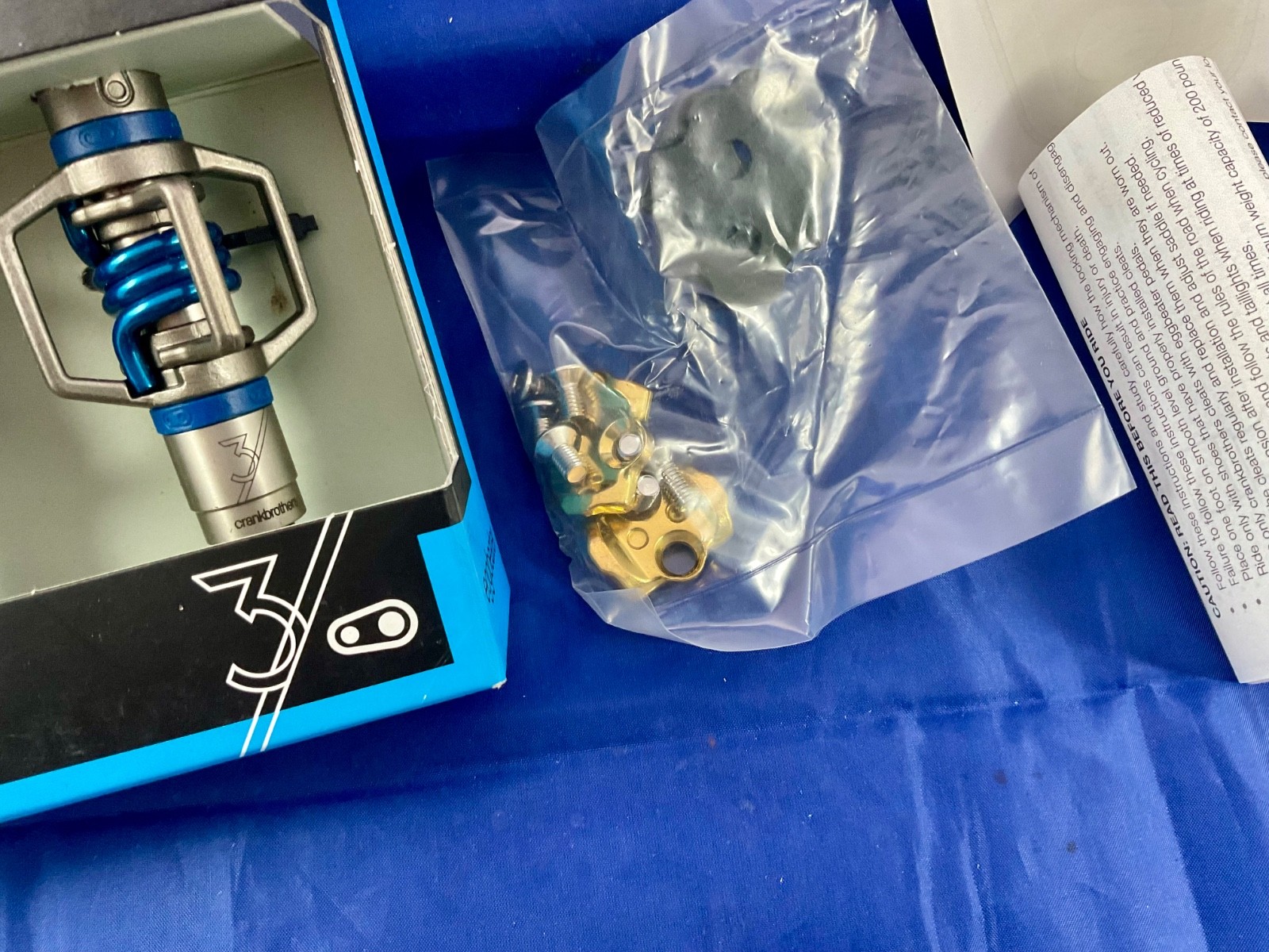 Crankbrothers Egg Beater 3 Dual Sided Clipless Pedals +Cleats – Blue NOS