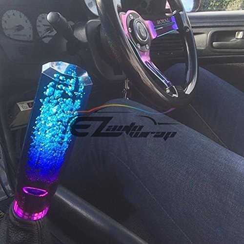 Shift Knob Stick Crystal Transparent Bubble Purple Blue Throw 20cm Blue Purple
