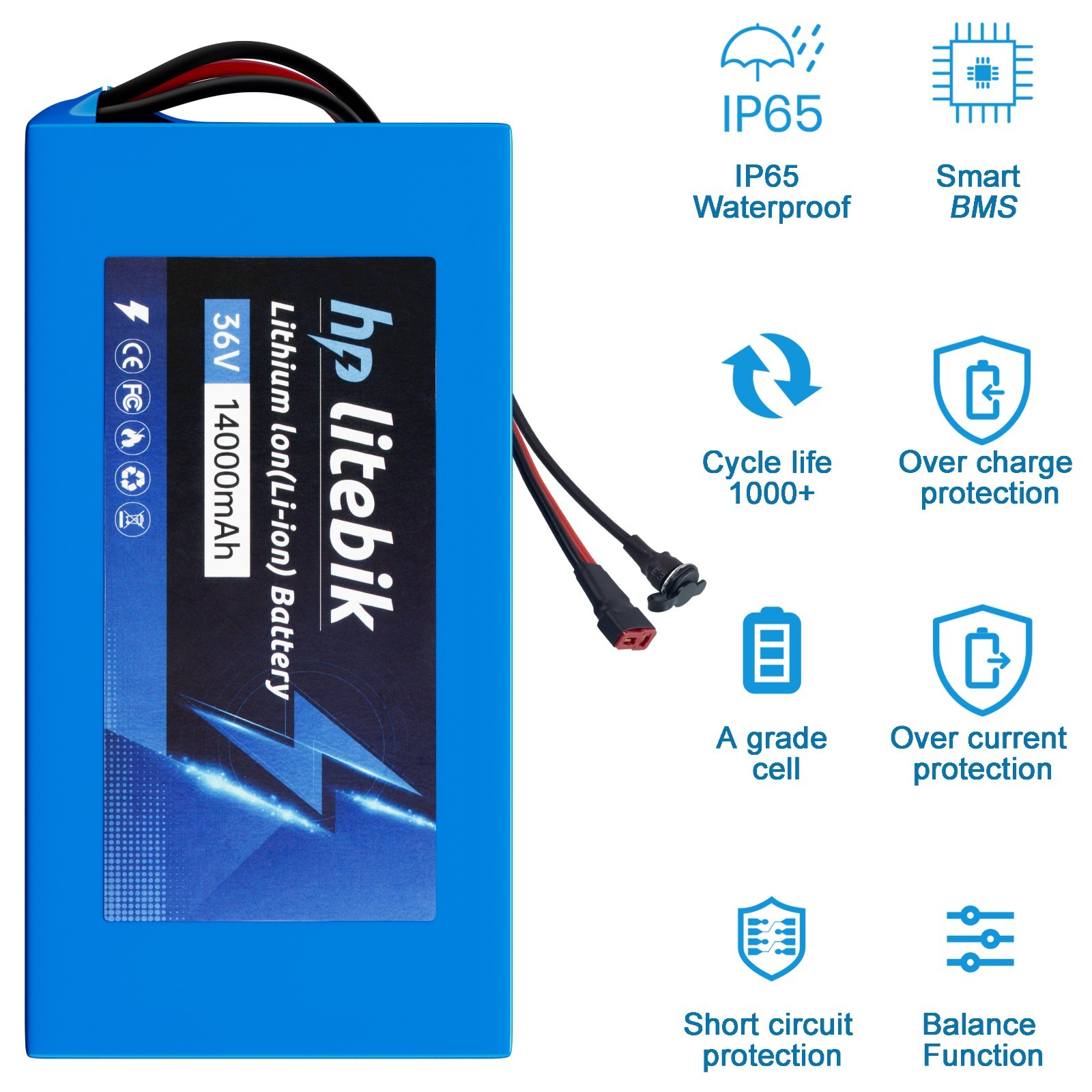 36V Ebike Li-ion Battery 36V 14Ah electric bicycle lithium battery 750W Motors