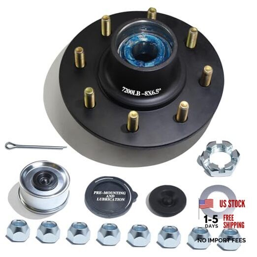 1 Set 8 on 6.5» Trailer Hub Kit for 7000 lbs 1.25» to 1.75» #D42 Tapered