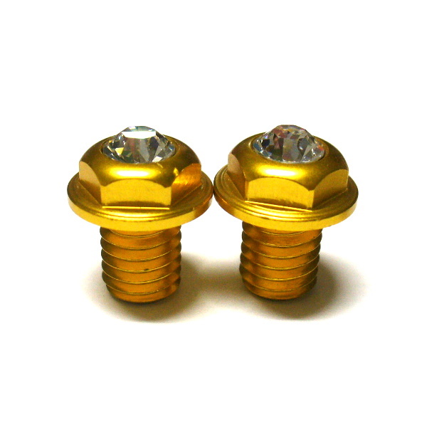 gobike88 XON Swarovski Crystal Pivot Bolts, M8XP1.25X10mm, Gold, P14