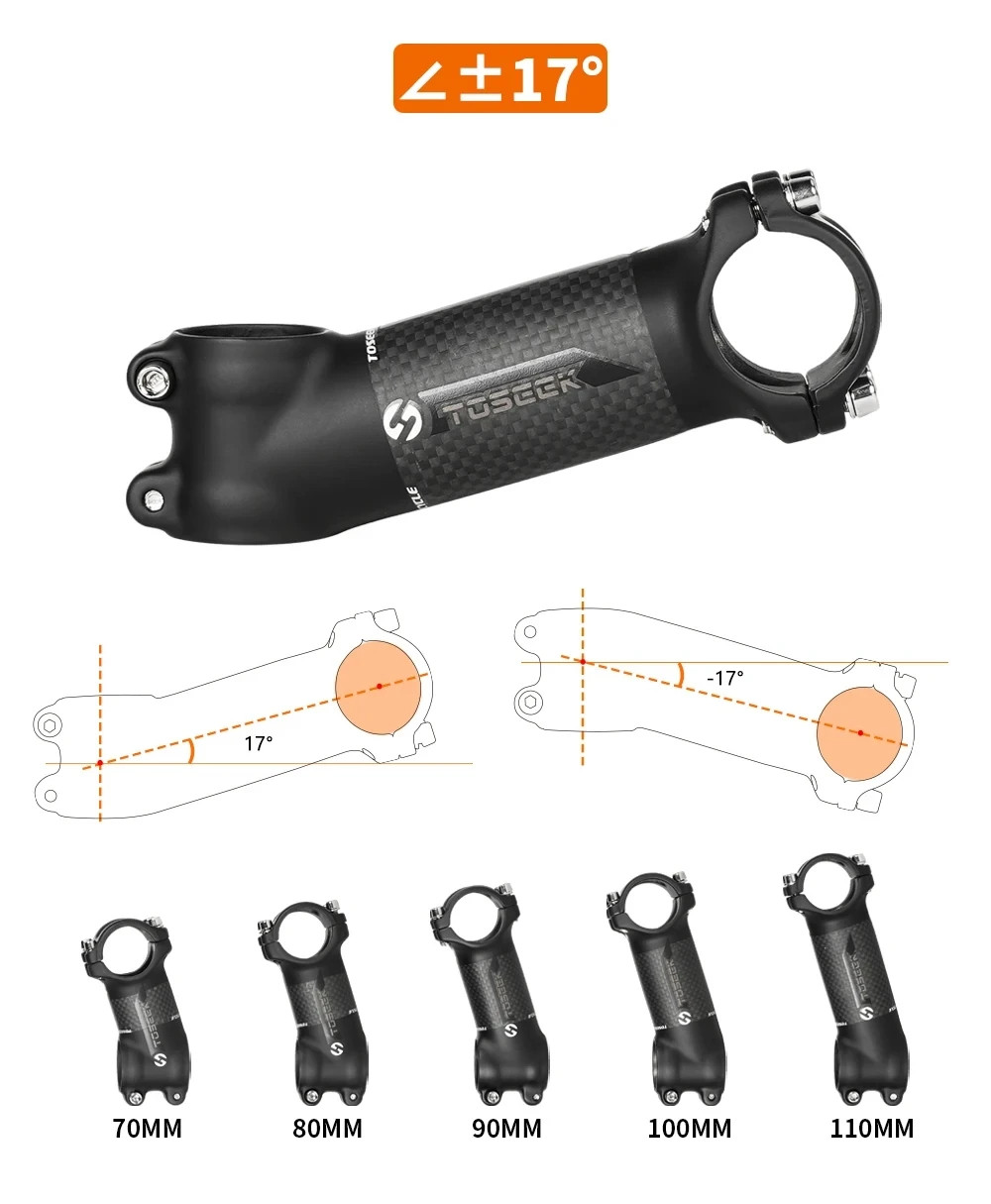 Bicycle Stem 28.6 – 31.8mm Bike Handlebar Stem 6 Degree or 17 Degree 60-120mm