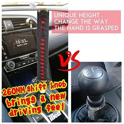Katana Gear Shift Knob Samurai Sword Shifter Knob Universal Fit for Black+Red