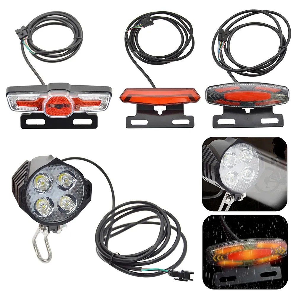 4-in-1 eBike LED Light Kit with Horn Turn Signals 24V-48V Waterproof Universal