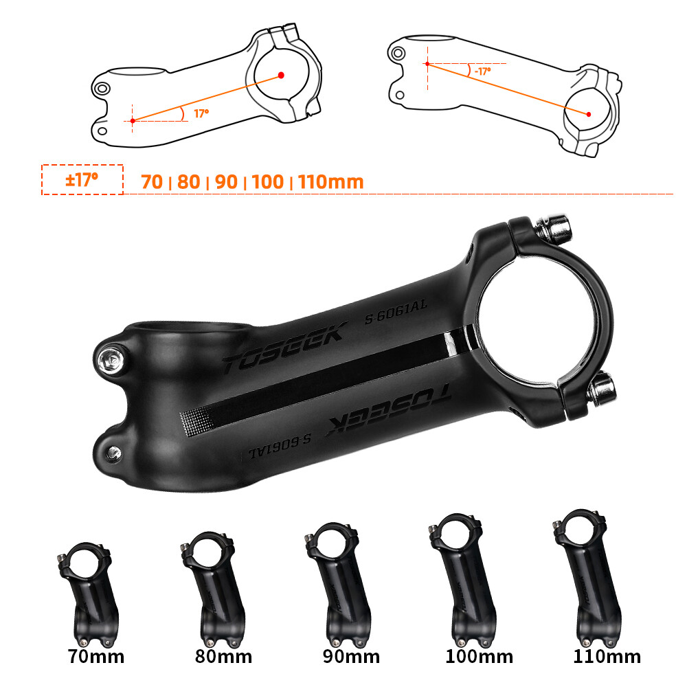 TOSEEK Bicycle Handlebar Stem 6°/17° Aluminum MTB Road Bike Stem 31.8*60-120mm