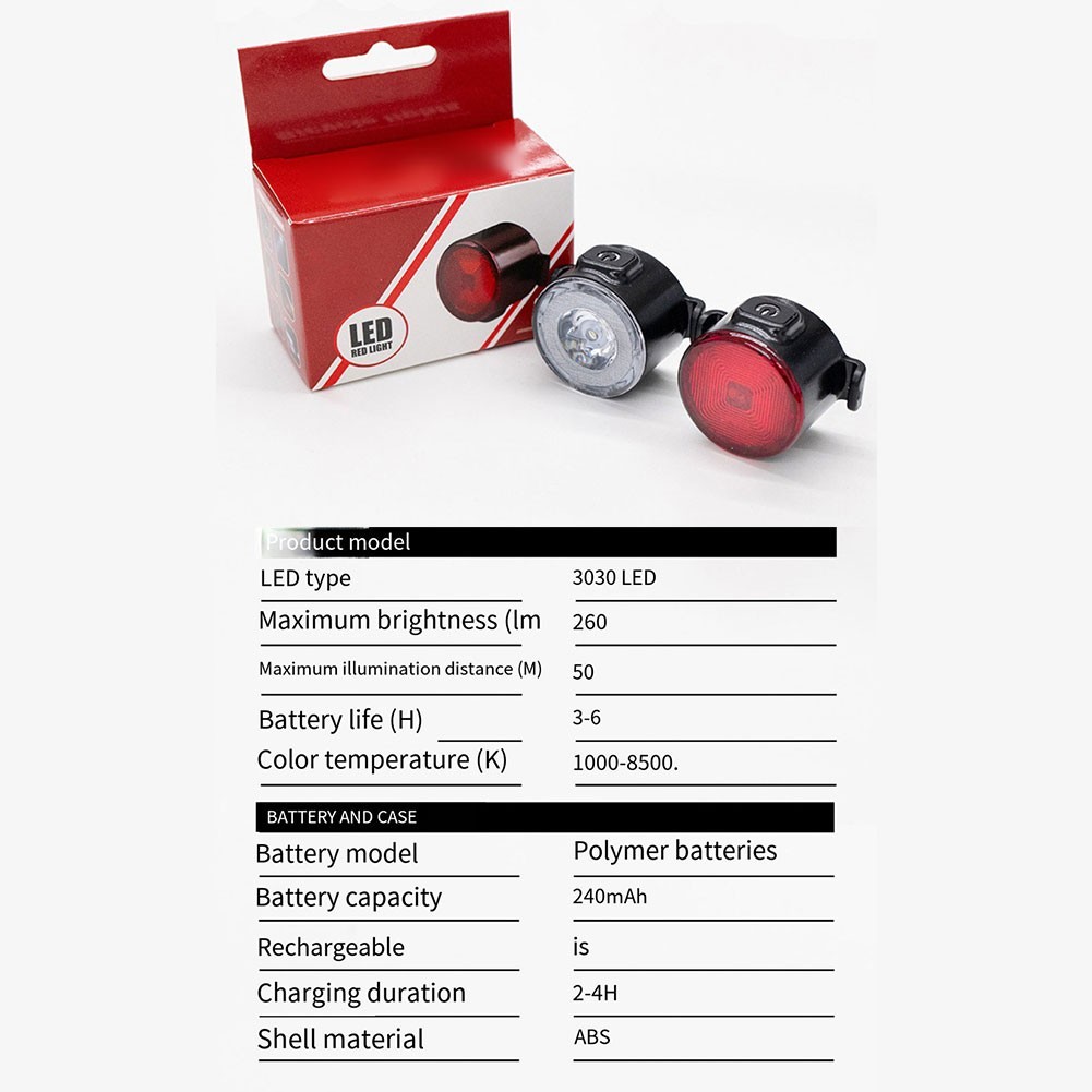 Waterproof LED Bike Lights Set USB Rechargeable Front and Rear Safety Lighting
