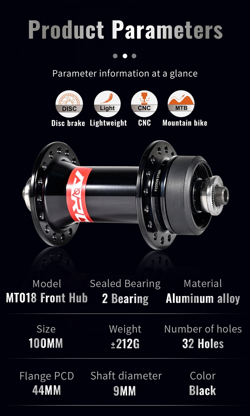 ARC Mountain Bike Disc Brake Hub Front Rear Sealed Bearing Hubs 32Holes 8-11S