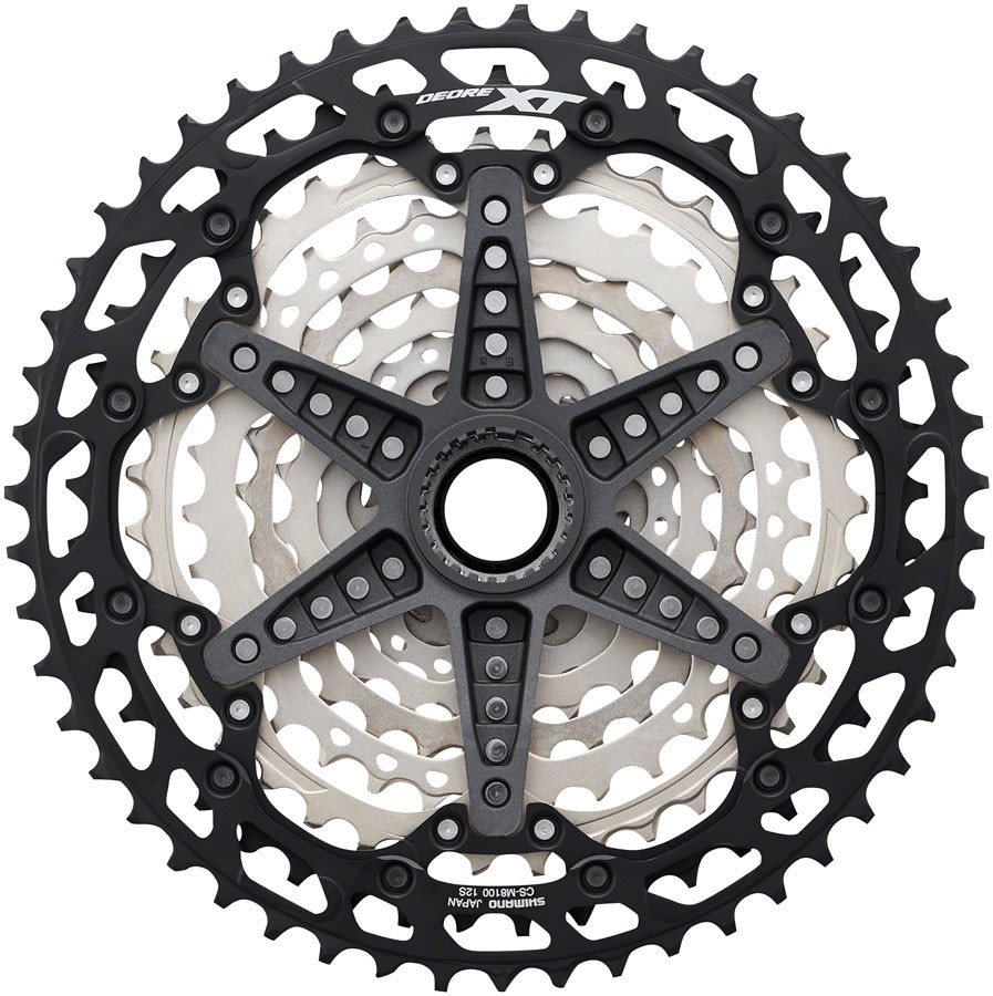 Shimano XT CS-M8100 Cassette – 12-Speed, 10-45t, Silver/Black, Micro Spline