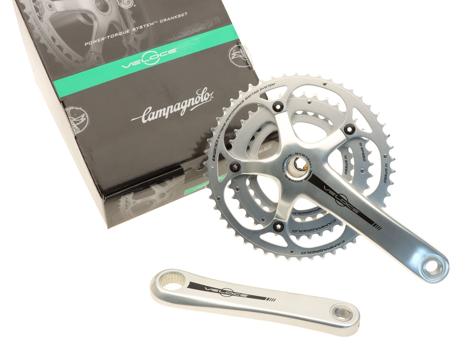 Campagnolo Veloce Crankset 50/39/30T TRIPLE Silver 172.5mm 10s Power-Torque NOS